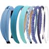 Kotkiddy Set di 7 cerchietti per capelli da donna, diversi modelli, fasce per capelli, in plastica, per ragazze e donne (blu)