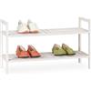 relaxdays Scarpiera, Mobiletto Impilabile Porta Scarpe con 2 Livelli, Legno di Noce, Fino a 6 Paia, 41x69x27 cm, Bianco
