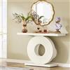 Tribesigns Tavolo consolle, tavolo da ingresso con base rotonda a forma di fiore, consolle e divani, mobili per corridoio, tavolo da ingresso sottile, 100 x 30 x 79 cm, bianco