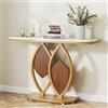 Tribesigns Tavolo consolle dorato, tavolo da ingresso moderno da 104 cm con piano in marmo bianco, base geometrica in metallo, tavolino stretto e lungo dietro il divano, tavolo d'accento per ingresso,