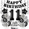 Crazy-M Decorazioni Compleanno 11 anni ragazzo nero,palloncino 11 anni compleanno nero grigio,Palloncini 11 anni ragazzo ragazza,decorazione torta 11 anni compleanno nero,11 Anni Palloncini Nero ragazza