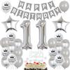 Ohaoduo 11 Palloncini Argento Grigio, Decorazione Compleanno 11 Anni per Ragazzo e Ragazza, Festa Argento