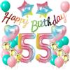 Haosell Palloncini 55 Anni compleanno Donna, Decorazione compleanno 55 Anni rosa, Palloncini Compleanno 55 Anni rosa Donna, Decorazione 55 Anni compleanno arcobaleno, 55 Anni Palloncini Compleanno rosa