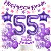Ohaoduo Palloncini e Decorazioni per Compleanno 55 Anni Donna - Set Festa Viola con Decorazioni Torta