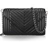 Voikukka Borsa a Tracolla Trapuntata in Pelle Nera per Donna, Borsa a Tracolla con Catena per Telefono Cellulare, Cinturino per iPhone, Nero, Small