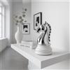 Mia Design Cavallo Scacchi H27 cm in Resina Bianco e Argento