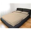 GEMITEX Completo letto Matrimoniale, Colore SABBIA, con Trattamento NO-STIRO, effetto Raso, in 100% Microfibra di poliestere. Composto da 2 lenzuola e 2 federe TINTA UNITA. Made in Italy