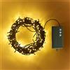 Lights4fun Filo di 200 LED bianco caldo a batteria per uso in esterni