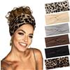 BELEVO 6 Pezzi Fascia Donna Capelli, Fascia Elastica Capelli Bandana Antiscivolo Da Donna Fascia Sportiva Adatto Per Corsa, Yoga, Palestra (Stampa leopardata, Tinta Unita)