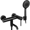 Rea - Rubinetto Vasca Da Bagno Black Miscelatore Vasca Con Doccetta In Ottone Per Bagno Caldo E Freddo Regolabile (Nero Opaco) 19x22x11cm