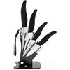 Excelsa Ceramic Ceppo Coltelli 6 Pezzi, Manico Nero, Lama Bianca in Ceramica