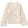 OWEIEYEU Maglione lavorato a maglia cava casual chic da donna manica lunga campana O collo Top da donna, A, M