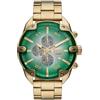 Diesel Orologio Spiked da uomo, movimento cronografo al quarzo con cinturino in acciaio inossidabile, 49 mm, Tono oro e verde