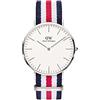 Daniel Wellington Classic Canterbury Orologio Uomo, 40mm, in NATO, Blu/Bianco/Rosso/Argento