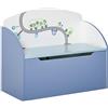 HOMCOM Panca Contenitore Portagiochi 2 in 1 in Legno, Cassapanca con Schienale per Bambini da 3-6 Anni, 60x30x50 cm, Blu