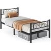 VASAGLE Struttura Letto Singolo, Letto a Doghe in Metallo per Materassi di 90 x 200 cm, per Stanza di Ospiti, Montaggio Facile, per Spazi Piccoli, Nero Inchiostro RMB062B01