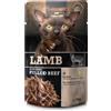 LEONARDO 70 g Leonardo Pulled Beef Alimento Cibo Umido per Gatti Adulti con Patè di Agnello Straccetti di Manzo e Olio di Salmone per un Pelo Setoso