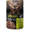 LEONARDO 70 g Leonardo Pulled Beef Alimento Cibo Umido per Gatti Adulti con Patè di Tacchino Straccetti di Manzo e Olio di Salmone per un Pelo Setoso
