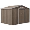 Outsunny Capanno per Attrezzi in Acciaio con 4 Prese d'Aria e 2 Porte Scorrevoli, Ripostiglio da Esterno 277x195x192 cm, Marrone Chiaro | Aosom Italy