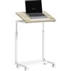 HOMCOM Tavolino da Lavoro Regolabile con Piano Inclinabile e 4 Ruote, in Legno e Metallo, 55x36x62.5-82.5 cm, Bianco e Rovere | Aosom Italy