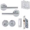 XFORT Set completo di maniglie a T, serratura del bagno, cerniere con cuscinetti a sfera da 75 mm, set completo di maniglie a T, per porte interne