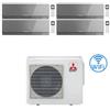 Mitsubishi Climatizzatore Condizionatore Mitsubishi Kirigamine Zen Wifi Argento Quadri Split Inverter 7000 + 7000 + 7000 + 18000 BTU con U.E. MXZ-4F80VF classe A++ /A+ NOVITÁ