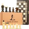 Amazinggirl Scacchiera in legno giocare in scacchi 31 cm - Il gioco degli scacchi per bambini e adulti e portatile pieghevoli chess board con pedine Bronzo