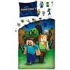 Halantex Minecraft Copripiumino Singolo 140x200 + Federa 70x90 100% Cotone Regalo | Set lenzuola reversibile | Cotone naturale traspirante | Licenza Minecraft | Bambini | Regalo | Lavabile in lavatrice