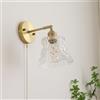 Chrasy E27 Applique da Parete Vintage con Catenella Braccio Ottone e Paralume Vetro Classico Dimmerabile per Camera Letto, Bagno, Corridoio, Soggiorno, Cucina