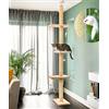 Runesol Albero per Gatti Soffitto Beige, 236-278 cm Alto Facile da Montare Trespolo per Gatti, Palo Albero per Gatti, Tiragraffi Albero con Piattaforme, Tiragraffi Alto Per Arrampicare, Giocare