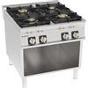 Cucina a GAS ermetico 4 fuochi con griglie in ghisa freestanding su vano aperto. Dim.cm. 80x90x90H. - Potenza termica 32 Kw.