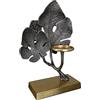 GILDE Candelabro - 1 portacandele in alluminio - per candele o lumini fino a Ø 8 cm - motivo foglie - colore argento oro - altezza 38 cm