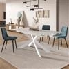 DEGHI Tavolo allungabile 160-200x90 cm top in ceramica bianco effetto marmo con gambe in metallo - Augusto
