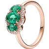 PANDORA ROSE 180057C01 56 - Anello Timeless Tre pietre placcato oro rosa 14 carati, cristalli verdi, zirconi, argento sterling, Zircone cubico