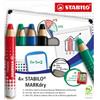 STABILO Matitoni MARKdry per lavagne - con temperino e panno microfibra - Stabilo - astuccio 4 pezzi (unità vendita 1 pz.)