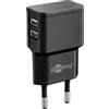 goobay 449512 Caricatore da Muro 2 Porte USB-A Slim Design 12W Nero Nero