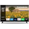 Thomson 32 Pollici (80 cm) LED HD Smart Android TV, Google Assistant, Wi-Fi, Dolby Digital, Bluetooth, Triple-Tuner (Cavo/Satellite/Antenna), HDMI, CI+, A+ Pannello- 32HA2S13