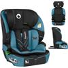 LIONELO Seggiolino auto LEVI FIX I-SIZE con ISOFIX per bambini 76-150 cm fino a 36kg Gruppo 1/2/3 Protezione laterale 10 Livelli di regolazione del poggiatesta, Top Tether, Ampio e comodo (Blu)