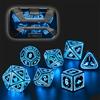 FONVGOGO Set Dadi D&D per Dungeons and Dragons Set Dadi DND Luminosi Wireless Ricaricabili con Scatola di Ricarica Dadi Poliedrici RGB LED 7 Pezzi DND Dice Set (Blu)