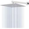 Katezon Soffione Doccia Katezon a Pioggia ad Alta Pressione da 25 cm con Braccio da 40 cm, Soffione Quadrato in Acciaio Inox, Ugelli Autopulenti in Silicone, Montaggio Universale a Parete e a Soffitto (Cromo)