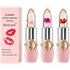 HOPHAT rossetti in gelatina di fiori temperatura magica balsamo per le labbra che cambia colore idratante a lunga durata set di trucco per rossetto in gelatina di fiori di aloe vera (3PCS Set A)