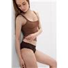 Intimissimi Slip In Cotone E Pizzo Marrone