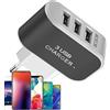 Generico Blocco di ricarica per più dispositivi, blocco caricabatterie USB con porte multiple - Caricatore portatile con adattatore da muro a 3 porte,per caricabatterie USB luminosa intelligente, caricabatteri