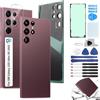 RongZy Copribatteria Posteriore Ricambio per Samsung Galaxy S22 Ultra 5G 2022 Parte di Ricambio della Alloggiamento Coperchio Batteria con Strumento(Vino Rosso)
