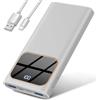 Rolosar Power Bank, 10000mAh PowerBank Ricarica Rapida con Ingresso e Uscita USB-C Batteria Esterna, Caricatore Portatile Display LED per iPhone 15/16/Pro/Pro Max, Bianco
