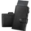 YESIIW Portafoglio Uomo Slim mit Portamonete Magnetico, Pop up Porte Carte per 7 Cartes, 2 Finestra ID & 15+ Banconate, Portacarte Uomo con Blocco RFID, Portafoglio Slim Wallet (Nero)
