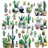 CRASPIRE 8 Fogli 8 Stili Adesivi per Finestre di Cactus Piante in Vaso Adesivi per Finestre Tropicali Botanici Estivi Succulenti Piante Verdi in PVC Decorazioni per Finestre Rimovibili Decalcomanie