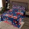 Homemissing Copriletto trapuntato per auto con cartoni animati per ragazze, ragazzi, bambini, camion dei pompieri, trapuntato, copertina, set di coperte per vigili del fuoco, per auto e veicoli, blu navy, rosso,