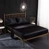 Loussiesd Set di lenzuola in raso nero, per letto matrimoniale, 4 pezzi, lisce e setose, con tasca profonda, lenzuolo con angoli in seta simile al raso, lenzuolo con angoli elasticizzati morbido e