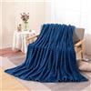 Highdi Coperta di Flanella Pile Divano Plaid, Morbida Coperte per Letto Singolo Matrimoniale Soffice e Calda Coperta Pile Invernale per Animali Bambini Adulti (150x200CM,Blu Scuro)